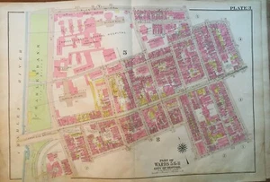 1917 BEACON HILL BOSTON MASSACHUSETTS GENERAL HOSPITAL MYRTLE-ALLEN ST ATLAS MAP - Picture 1 of 4