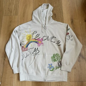 URBAN OUTFITTERS DOODLE ART ZIPPER ZIP UP HOODIE SWEATSHIRT JACKET SM/PM S/M - Picture 1 of 5