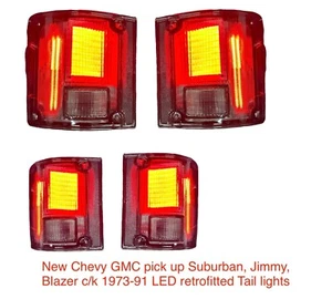 SMOKE LED Tail lights 73 - 91 Chevy GMC Pickup Suburban Jimmy Blazer C/K C10 - Picture 1 of 3