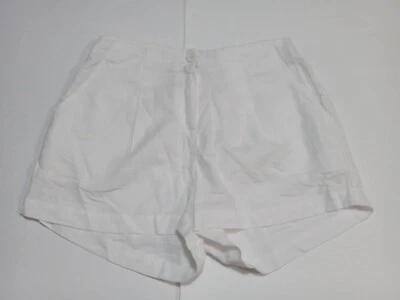 Venus Womens White Linen Blend Elastic Waist Chino Short Shorts Sz 8 - Image 1 of 4