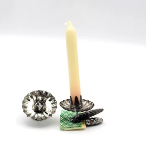 Christmas Tree Tin Metal Clip Candle Holders 2 Replacement pcs. Pinecones VTG - Picture 1 of 7