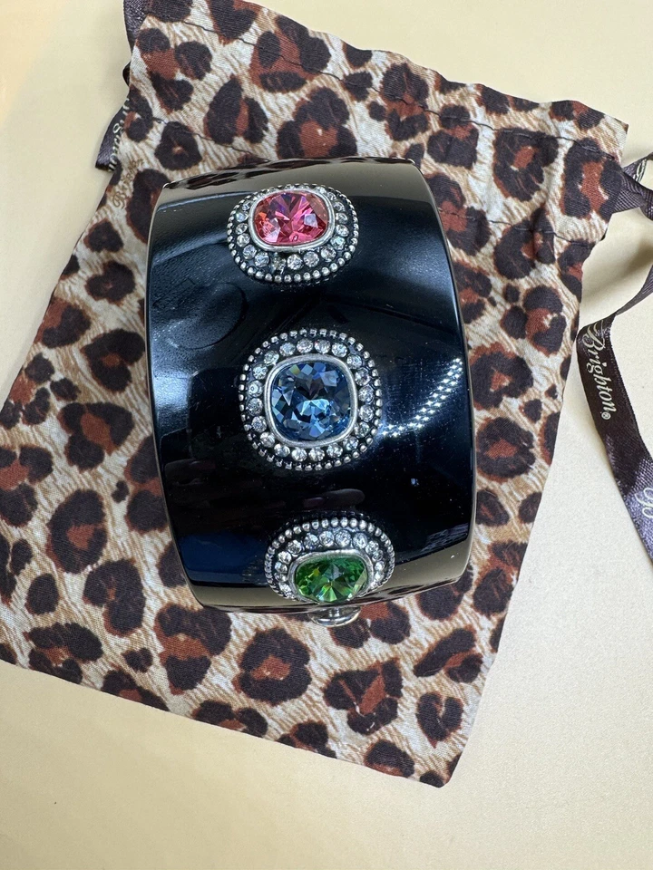 Brighton 大号铰边黑色火花树脂磁性施华洛世奇水晶手链 — 第 1/4 张图片