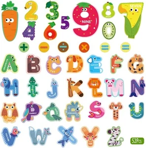 52PCS Magnetic Letters and Numbers Large Fridge Magnets for Toddlers 1-3 Cute An - Picture 1 of 7
