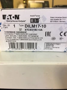 Cutler-Hammer XTCE018C10A MOELLER DILM17-10 110-120V STOCK USA - Foto 1 di 1