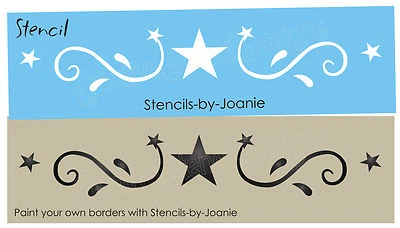 Border Stencil Fancy Star Swirl Flourish DIY Art Stair Riser Cabinet Signs - Image 1 of 4