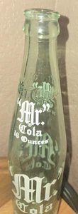 1964 "Mr." Cola 16 Oz. Lt. Green Bottle Embossed and Applied Label - Picture 1 of 8