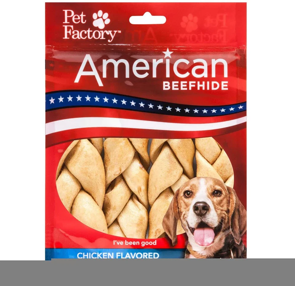 (1 bag) Pet Factory Gluten Free Chicken Hide Braided Stick 4" Dog Chews Sticks - Image 1 of 1