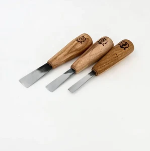 Complete Wood Carving Set: 3 Chisels, Leather Strol and Paste for Sharpening - Picture 1 of 9