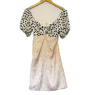 Miss Selfridge twist front mini dress in mix spot floral print size 6 NWT - Image 1 of 4