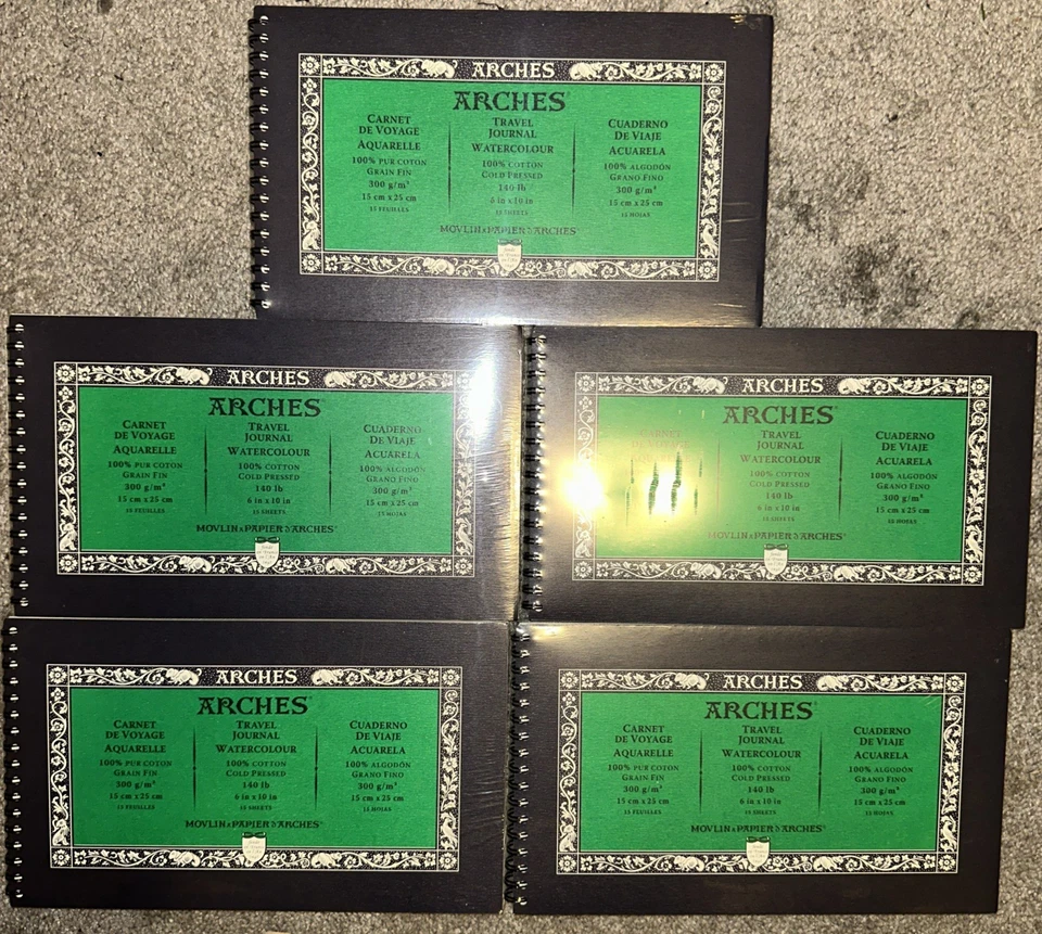 5 ARCHES 6 X 10 Travel Journal COLD PRESSED Watercolor Paper  NEW 🎨 - Image 1 of 1