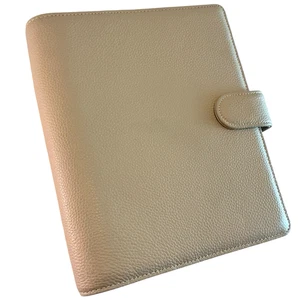 Stoff und Papier Luxus A5 Ring Planer Agenda Glattleder Beige - Bild 1 von 19