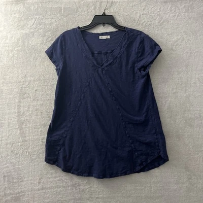 Blusa Top Mujer Mododoc Azul Sólido Mediano Manga Corta Cuello en V Pullover Foto 1 de 4