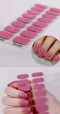 16 Fully Cured Gel Nail Strips Wraps No UV Lamp Pink 6
