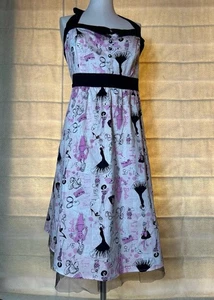 Barbie Print Dress Women’s 16 Torrid Retro Pinup Pink Black Halter Dress NWT - Picture 1 of 18