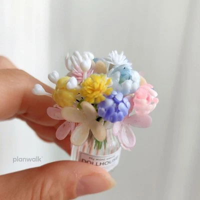 1:6 Scale Mini Flower Glass Vase Accessories Dollhouse Miniatures Handmade Store - Image 1 of 4