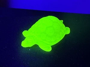 Uranium Yellow Glass Turtle Art Deco Vaseline Frosty Glass Matte Glass Figurine - Picture 1 of 10