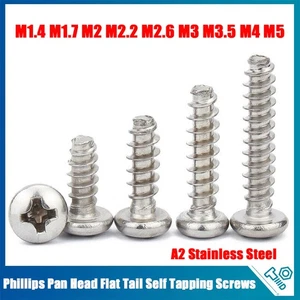 Phillips Pan Head Flat Tail Self Tapping Screws 304 A2 Stainless Steel M1.4 - M5 - Picture 1 of 61