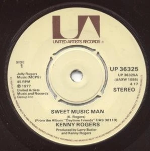 Kenny Rogers Sweet Music Man 7" vinyl UK United Artists 1977 Four prong label - Imagen 1 de 1