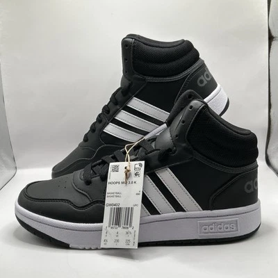 Adidas Hoops 3.0 Mid Kids Black White Basketball Sneakers Shoes GW0402 — 第 1/4 张图片