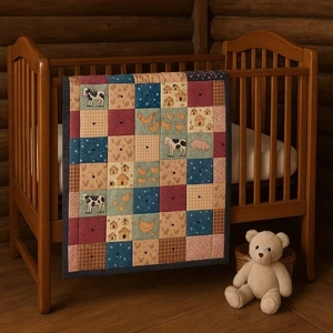 Farmhouse Animals Quilt Handmade Patchwork Barnyard Rustic # 4002 - Picture 1 of 7