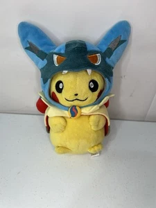 Mega Lucario Poncho outfit Pikachu 9" Plush Stuffed Pokemon Center Nintendo 2015 - Picture 1 of 9