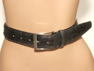 Cinturón Cuero Negro PERUZZI Patrón Cocodrilo/Serpiente TALLA 38/115 Hecho en Italia - Imagen 1 de 11