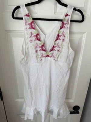 Y2K Fairycore Cottage 懒人裙刺绣异想天开 M 码棉质蝴蝶 — 第 1/4 张图片