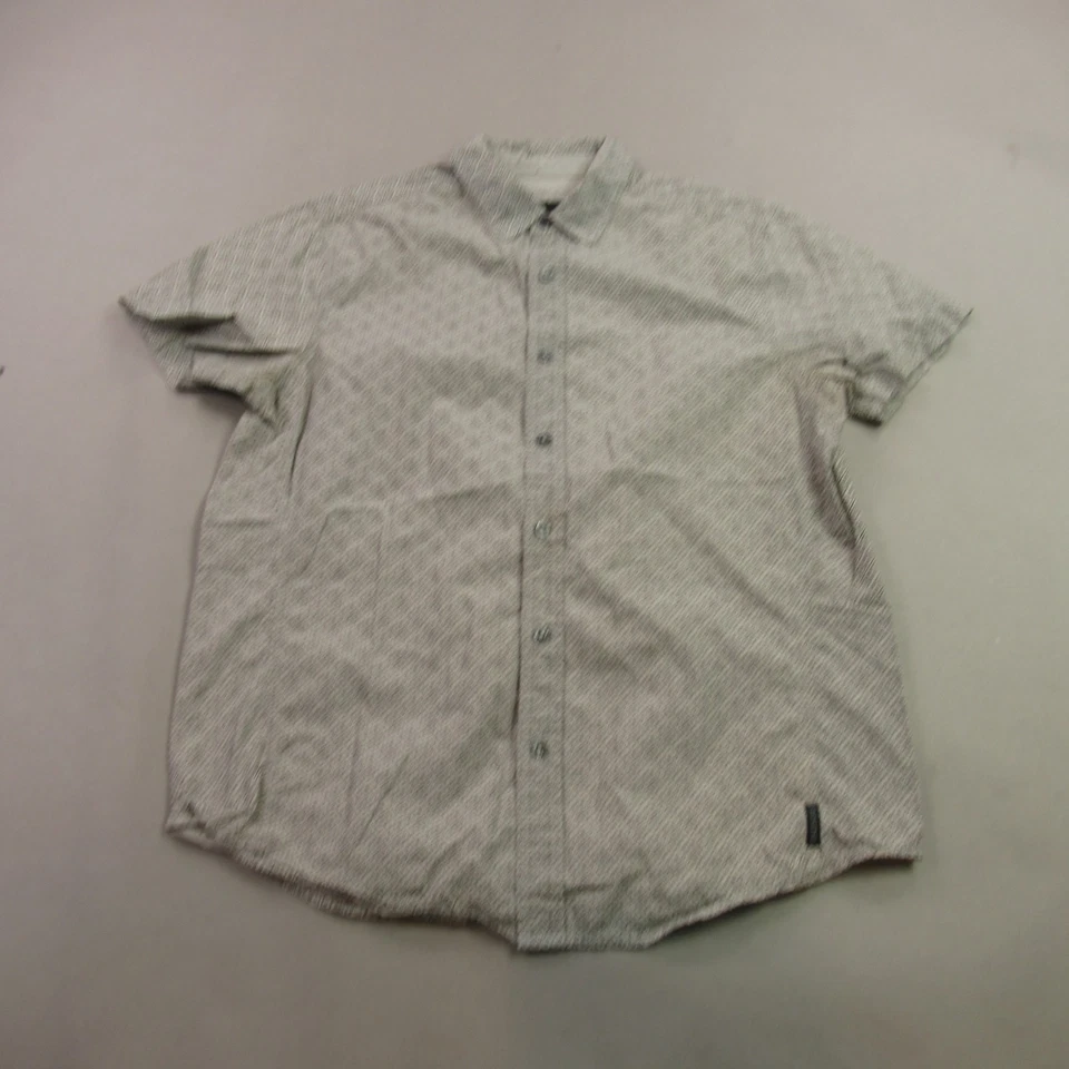 Camisa Prana Para Hombre Pequeña Manga Corta Botón Delantero Informal Exterior Gris Foto 1 de 4