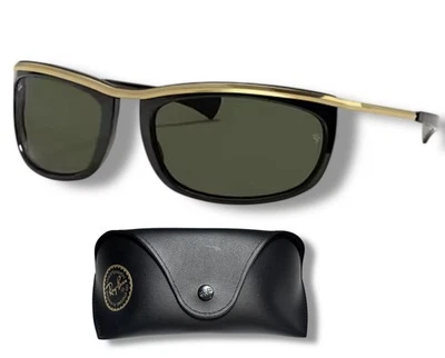 Ray Ban RB2319 901/31 Olympian I Polish Black G15 Green Sunglasses 62-19 RARE - Image 1 of 4