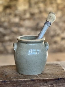 Vintage French Rustic Stoneware Confit Pot Jar Small - Picture 1 of 7