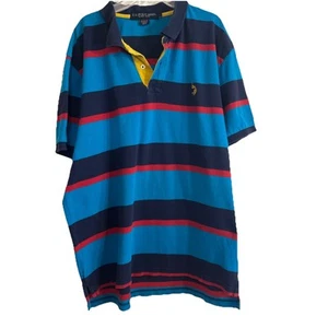 US Polo Shirt Mens Large Yellow Red Blue Navy Blue Stripped Short Sleeve Polo - Picture 1 of 5