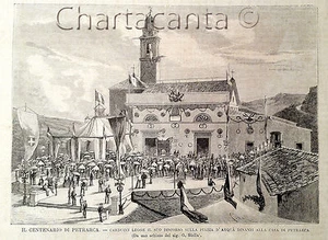 1875 Incisione CENTENARIO PETRARCA ARQUA' PADOVA DISCORSO CARDUCCI - Imagen 1 de 1