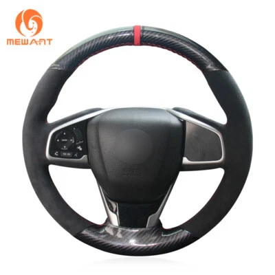 Carbon Fiber Leather Steering Wheel Cover for Honda Civic 10 CRV CR-V 2018 2019 - Изображение 1 из 4