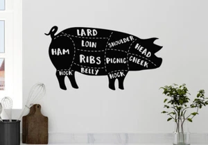 Schwein Fleischschnitte - Aufkleber Vinyl Aufkleber Natur Küche Lebensmittel Design Zuhause Wandbild - Bild 1 von 4