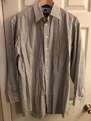 Camisa de vestir Stafford Travel calce regular para hombre talla 15 1/2 32-33 a rayas Foto 1 de 4