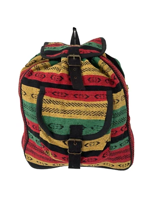 100% Cotton Rasta Stripe Backpack - Red, Green, Gold - Image 1 of 3