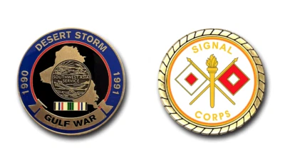US Army Signal Corps Desert Storm/Gulf War Challenge Coin - Image 1 of 4