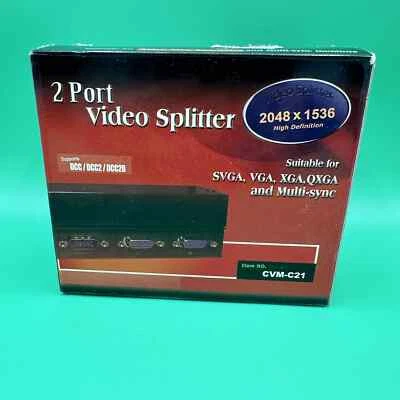 1x2 2 Port VGA HD15 Video Splitter PC Laptop to TV LCD Monitor Display 450MHz - Image 1 of 4