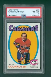 1971 Topps Hockey Card - #15 Yvan Cournoyer, PSA 8 NM/MT - Picture 1 of 2