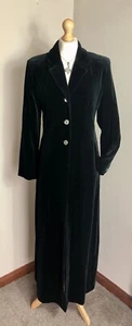 Monsoon Vintage Black Velvet maxi Long tailored Riding Opera evening coat UK 10 - Picture 1 of 18