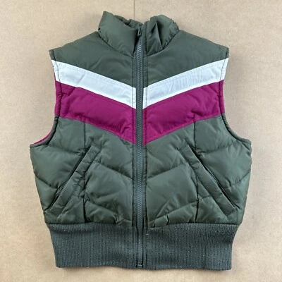 Chaleco acolchado de plumón azul marino antiguo niñas pequeño (7-10) verde rosa blanco retro niños #2399 Foto 1 de 4
