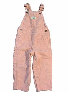 OshKosh B'gosh Girls Overalls Corduroy  Pink Full Snap Open Bottom 24m - Picture 1 of 5
