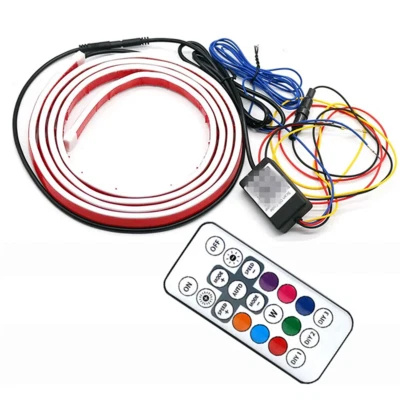 Car Hood LED Light Strip RGB Dynamic Turn Signal Lamp Ambient Decor Waterproof - Image 1 of 4