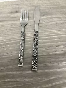 Tenedor y cuchillo Hanford Forge FINESSE cubiertos florales de acero inoxidable cubiertos Corea - Imagen 1 de 5