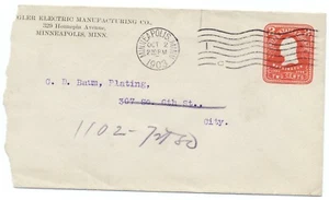 Cubierta de correo publicitario de esquina eléctrica de Estados Unidos 1903 #U385 Minneapolis MN Doremus - Imagen 1 de 2