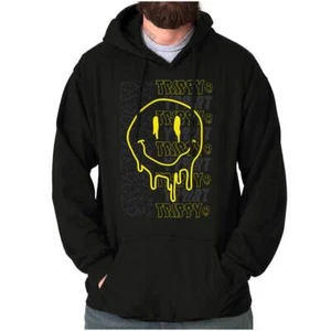 Trippy Melting Dripping Happy Face Smile Hoodie Hooded Sweatshirt Men Women - Picture 1 of 7