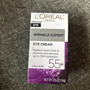 New L’Oréal Paris Wrinkle Expert Eye Cream 55+ 0.5 oz For Crows Feet Calcium - Picture 1 of 4