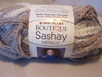 Fio de fita metálica Red Heart Boutique Sashay - Opala - Bronzeado/cinza/branco - Novo - Imagem 1 de 4