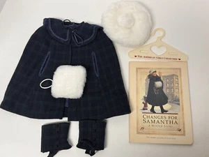 Pleasant Company 1989 Samantha's Winter Story-Plaid Cape, Hat, Muff Gaiters & Bk - Picture 1 of 12