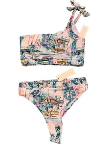 Phax The Island Asymmetric 1 Shoulder Top & High Waist Bottom 2 Pc bikini set M - Picture 1 of 4